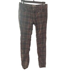 Free People Plaid Skinny Pants - Brown and Gray